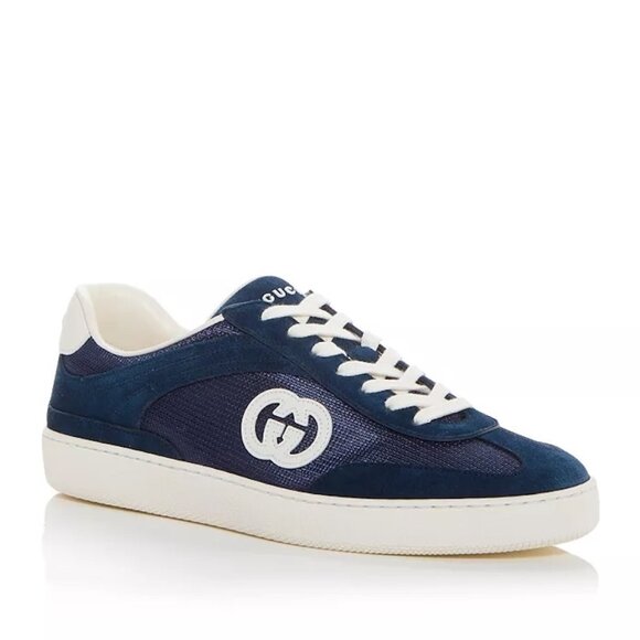 GUCCI Mens Sweet Interlocking G Logo Lace Up Low Top Suede Sneakers Shoes main image 14